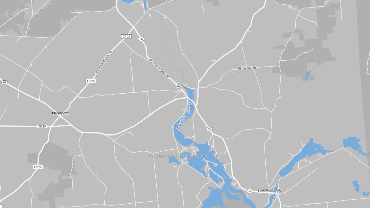 Transit Grade map of Colton, NY
