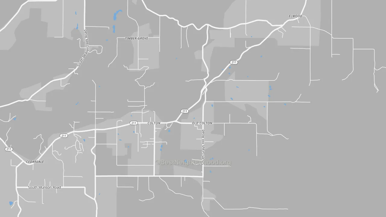 Transit Grade map of Colton, OR