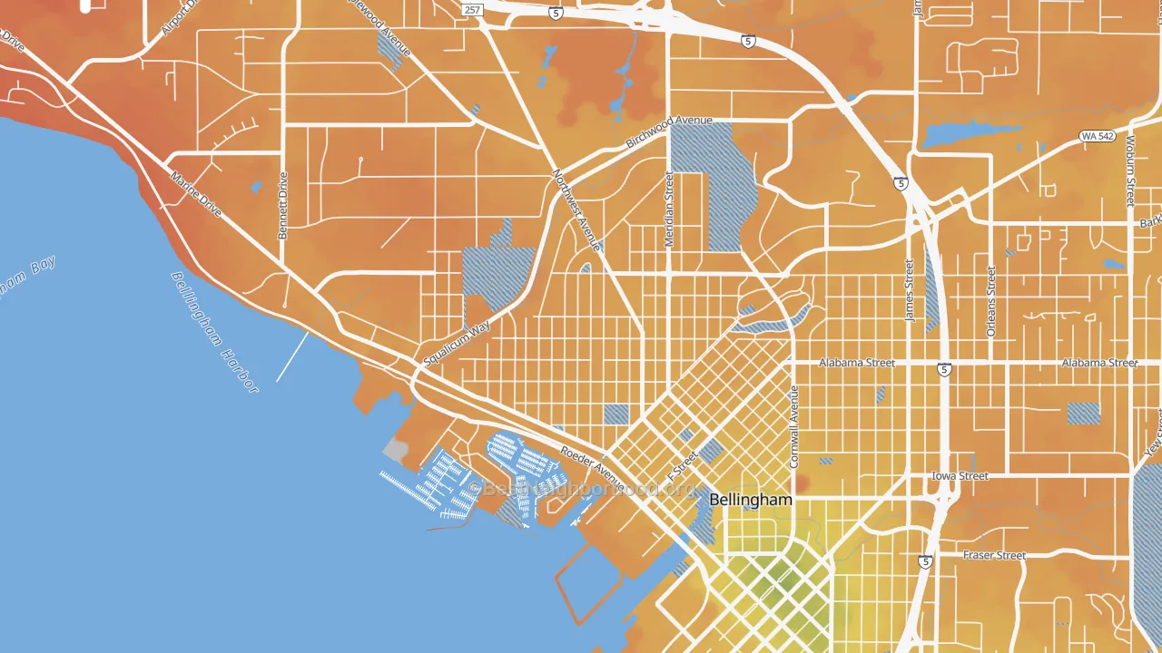 Transit Grade map of Columbia, Bellingham, WA