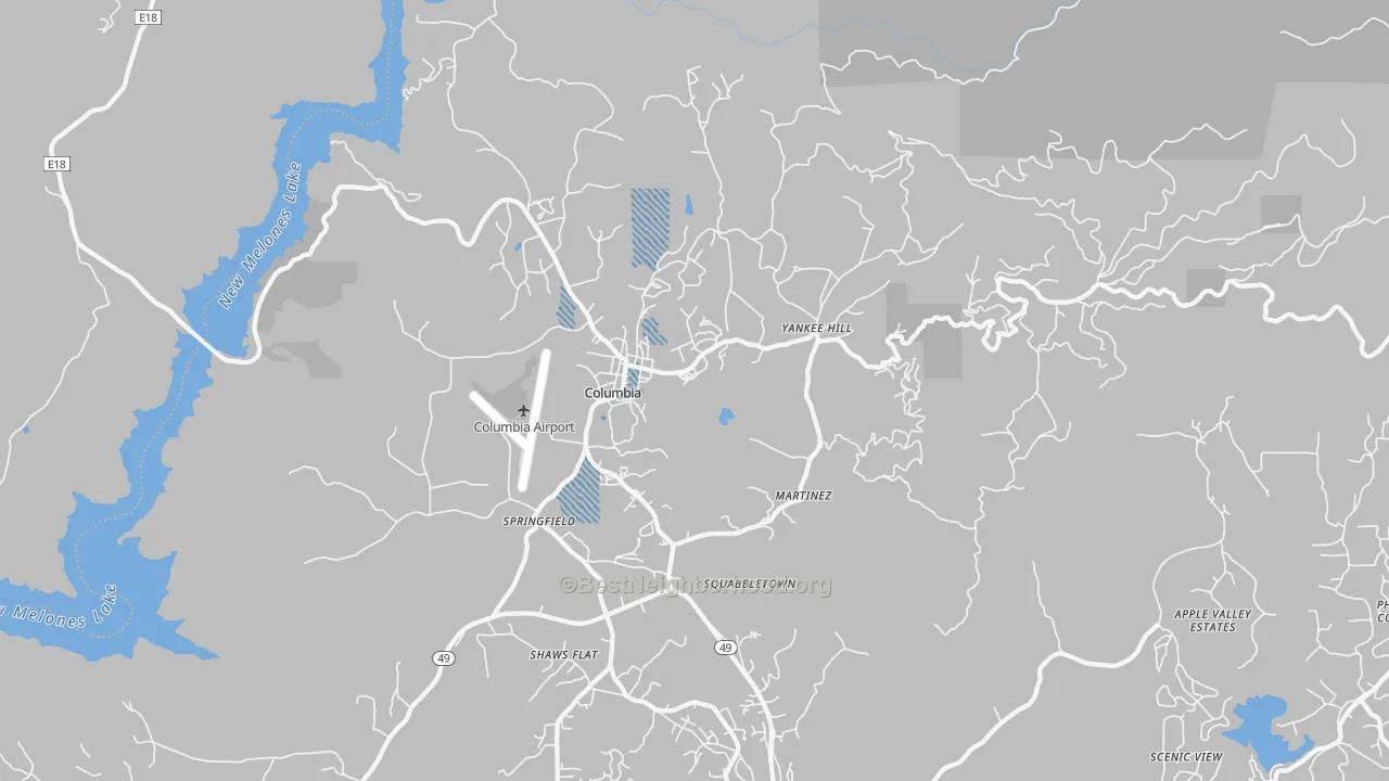 Transit Grade map of Columbia, CA