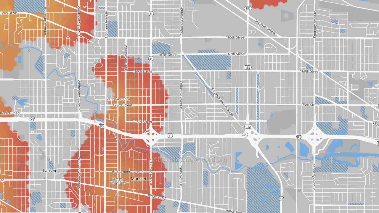 Transit Grade map of Columbia Center, Hammond, IN