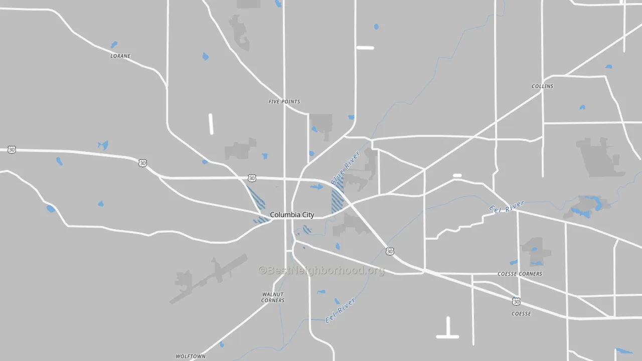 Transit Grade map of Columbia City, IN