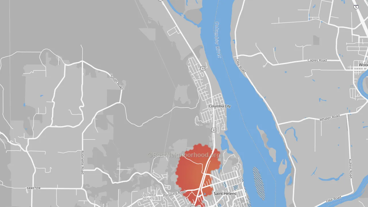 Transit Grade map of Columbia City, OR