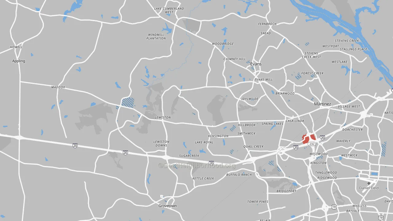 Transit Grade map of Columbia County, GA