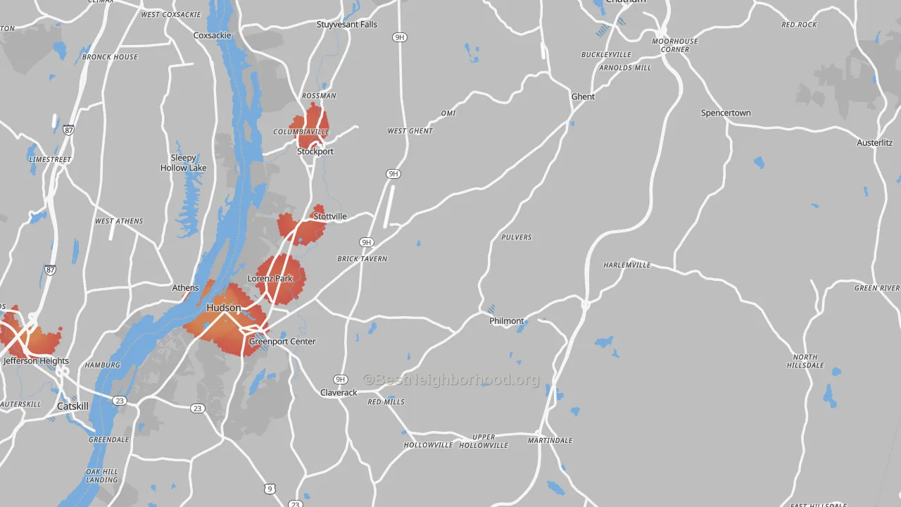 Transit Grade map of Columbia County, NY