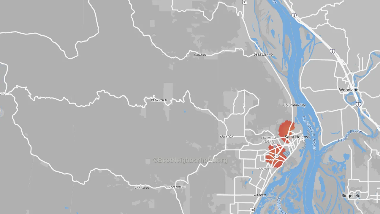 Transit Grade map of Columbia County, OR