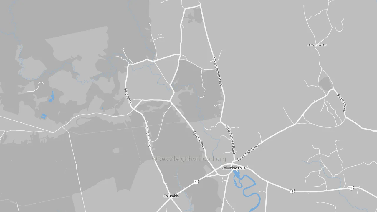 Transit Grade map of Columbia Falls, ME