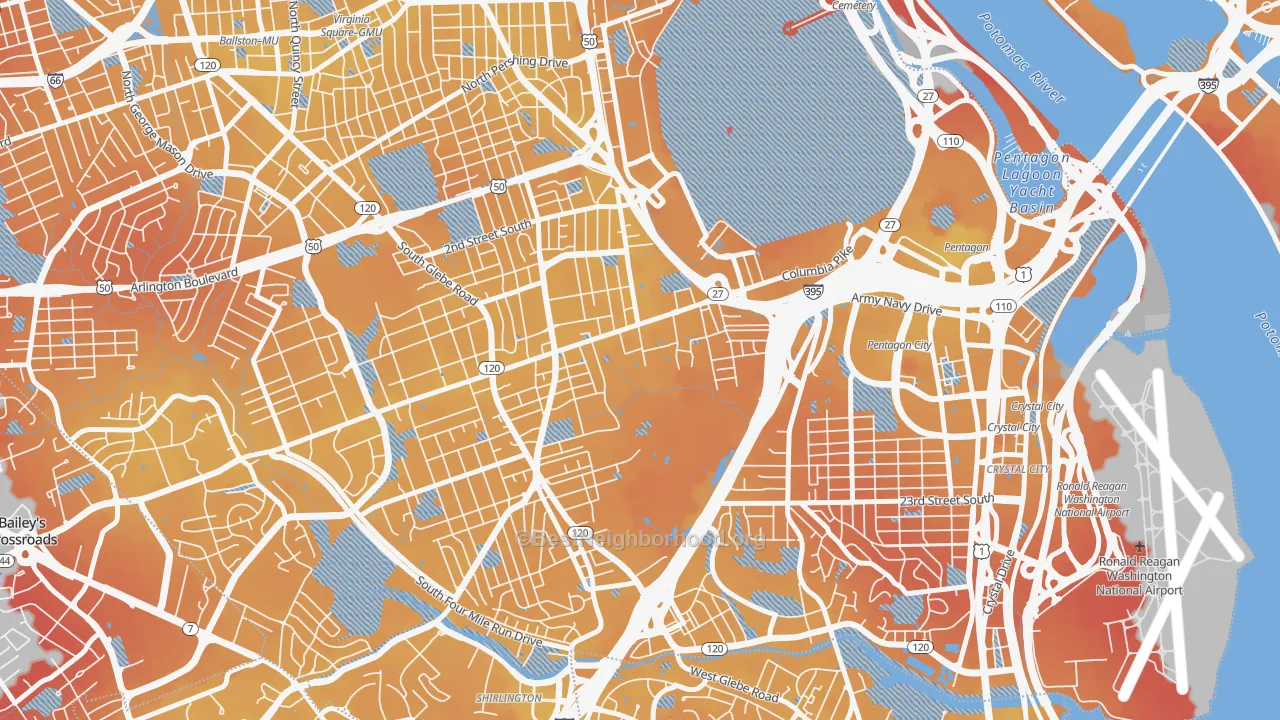 Transit Grade map of Columbia Heghts, Arlington, VA