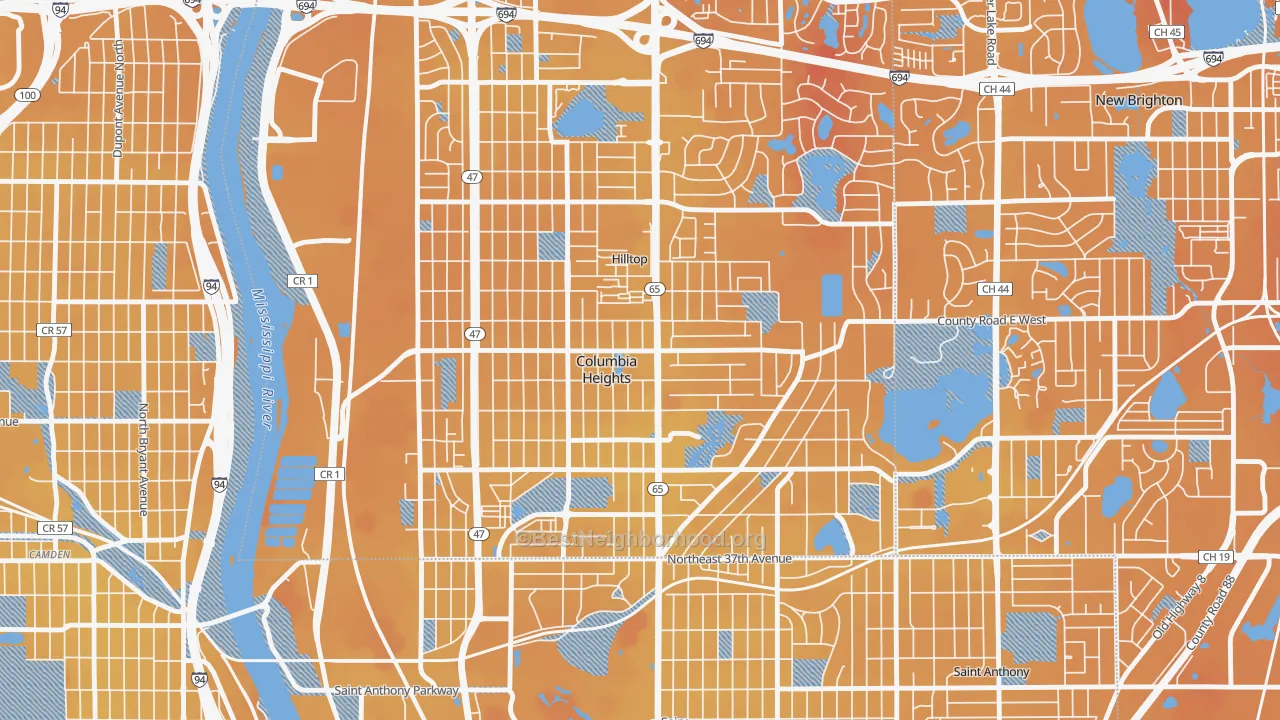 Transit Grade map of Columbia Heights, MN