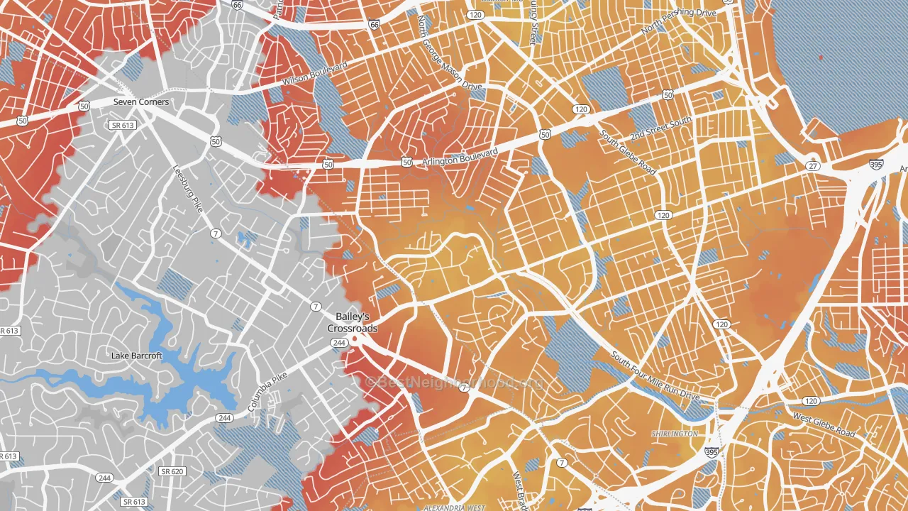 Transit Grade map of Columbia Heights West, Arlington, VA