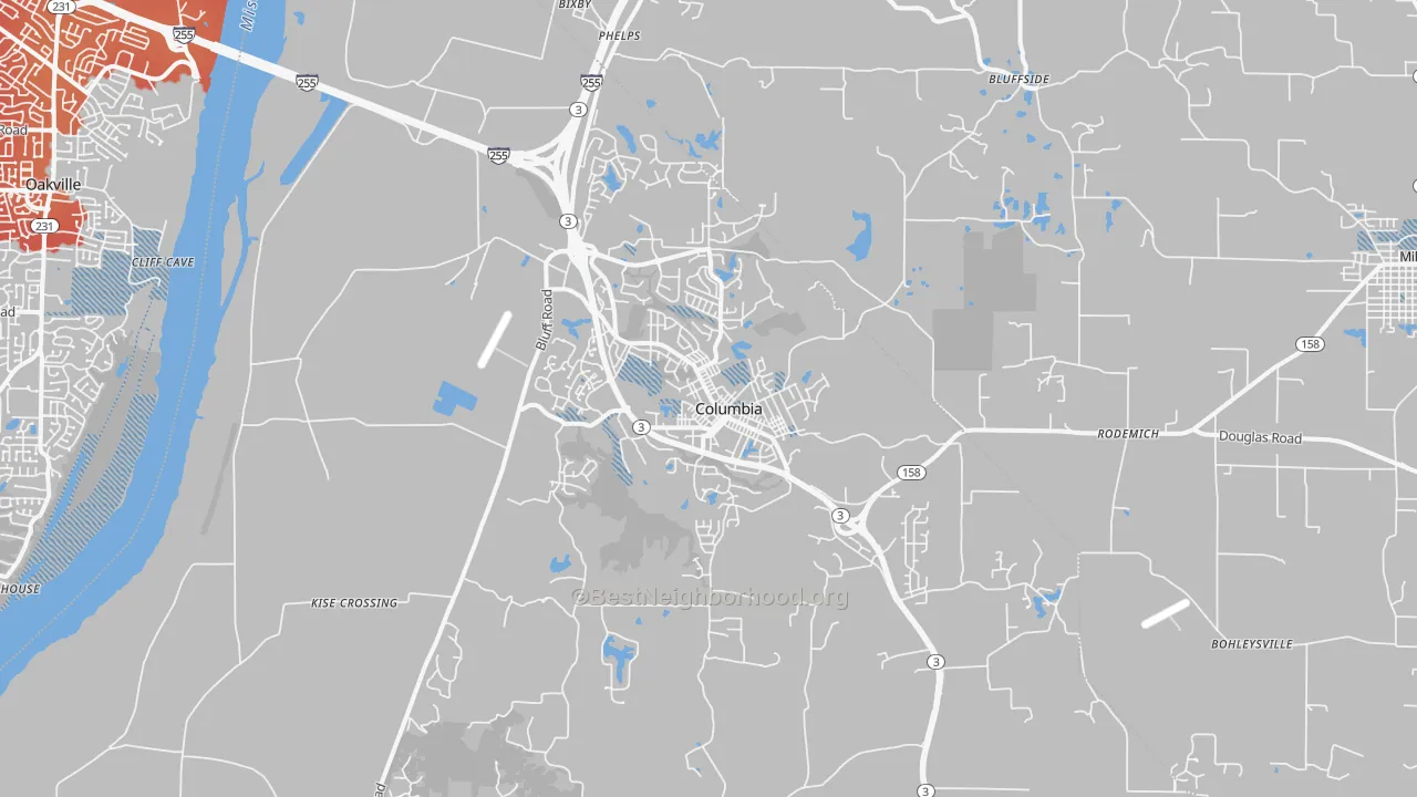 Transit Grade map of Columbia, IL