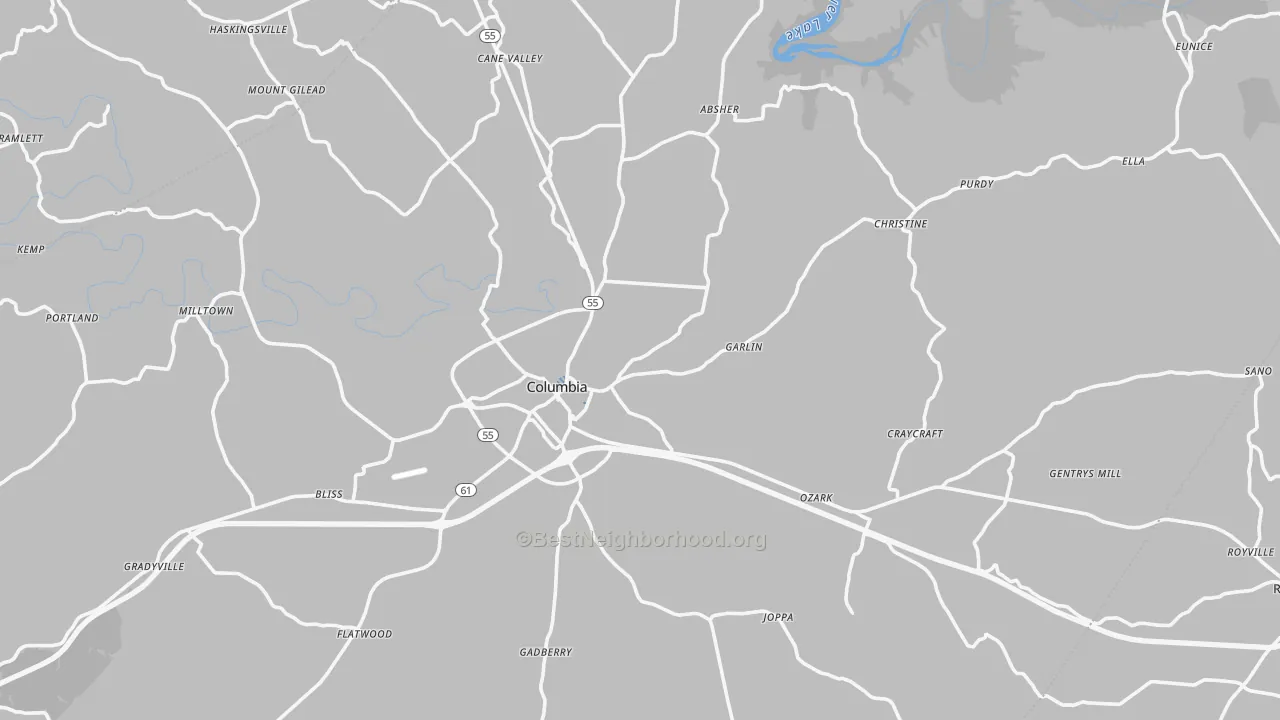 Transit Grade map of Columbia, KY