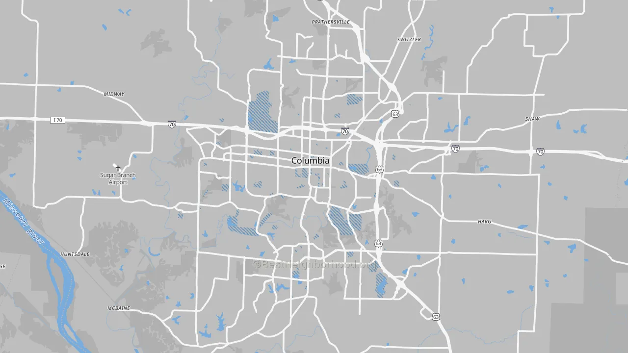 Transit Grade map of Columbia, MO