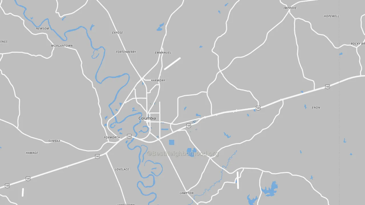 Transit Grade map of Columbia, MS