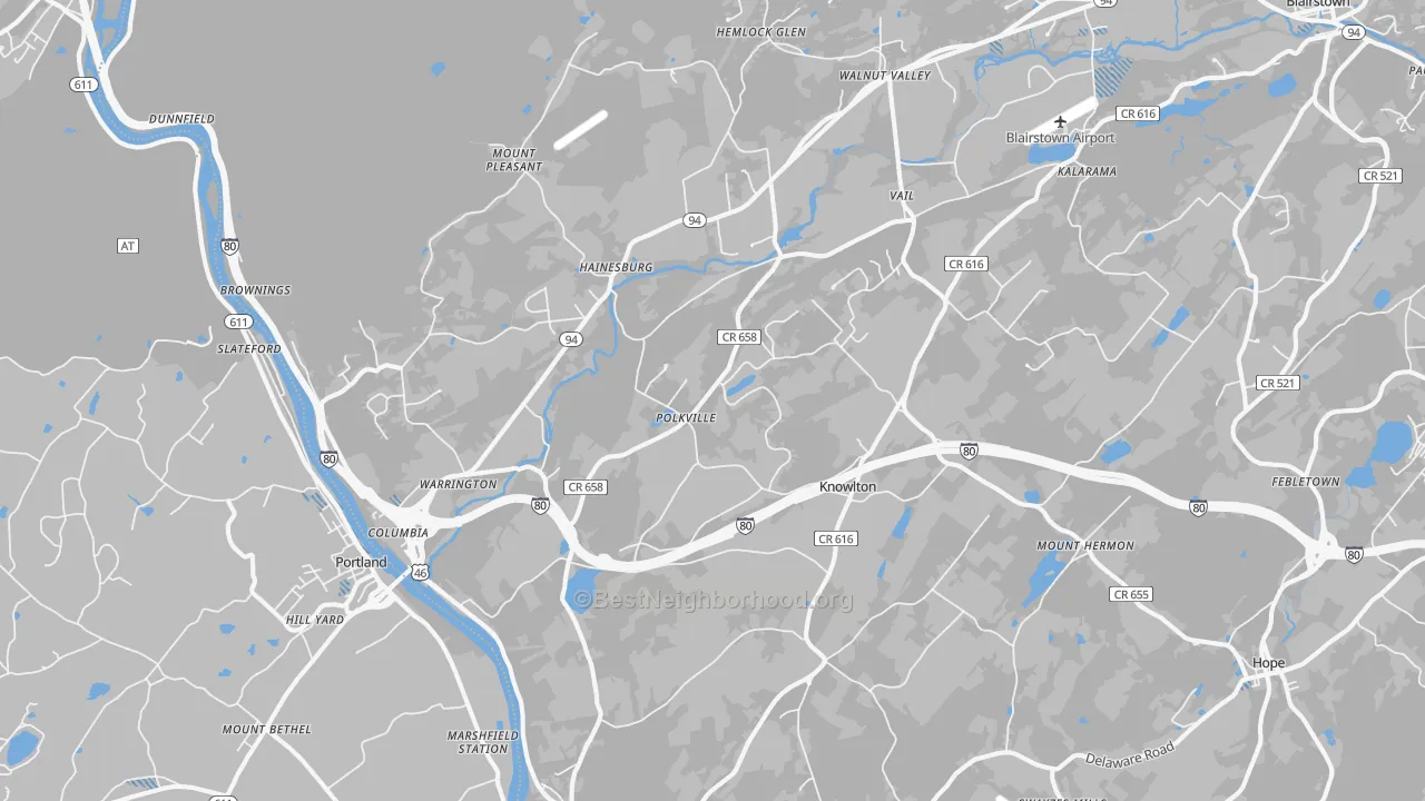 Transit Grade map of Columbia, NJ