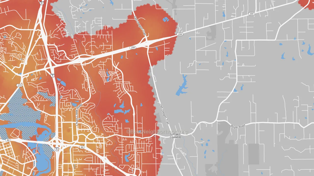 Transit Grade map of Columbia, Redding, CA
