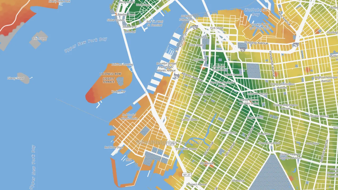 Transit Grade map of Columbia Street Waterfront District, Brooklyn, NY