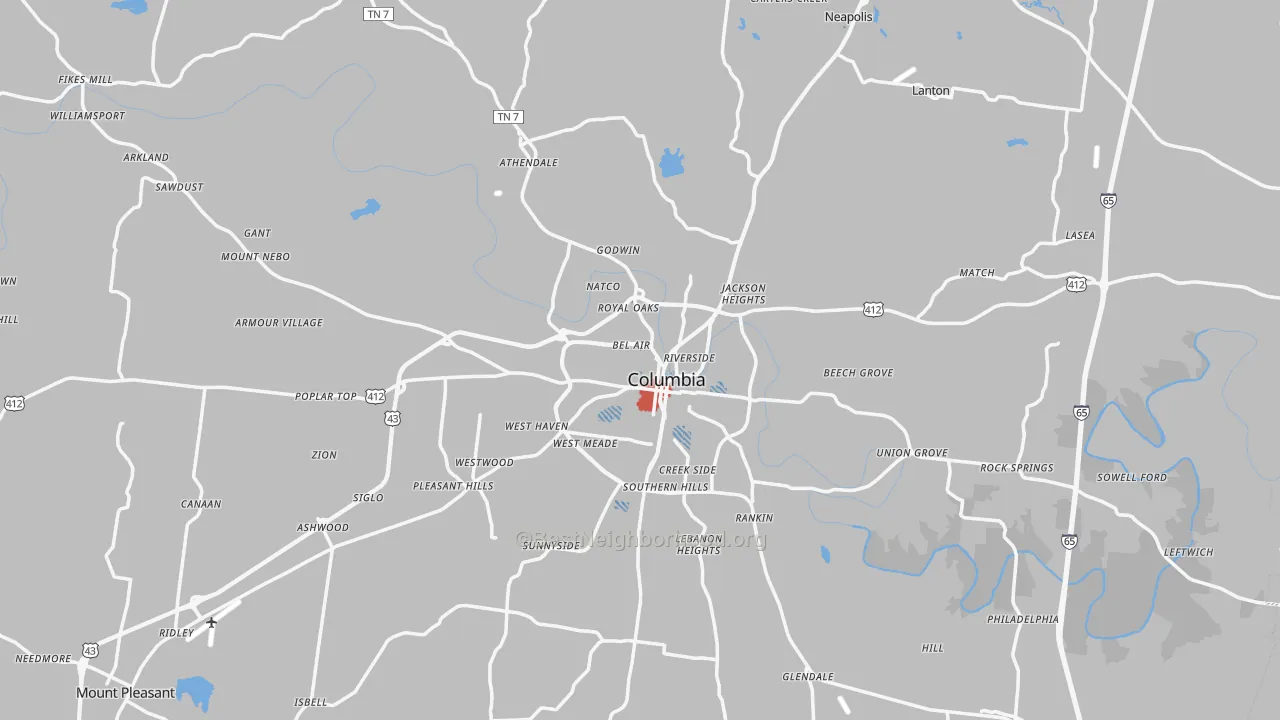 Transit Grade map of Columbia, TN