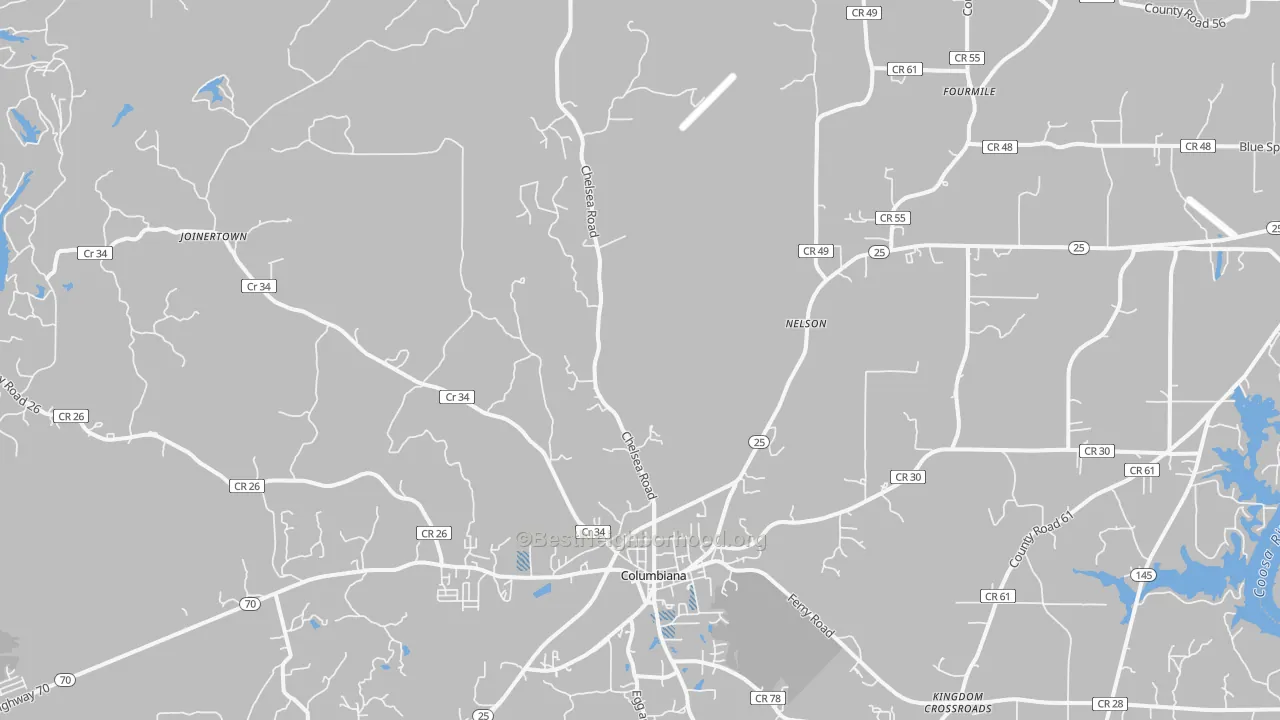 Transit Grade map of Columbiana, AL