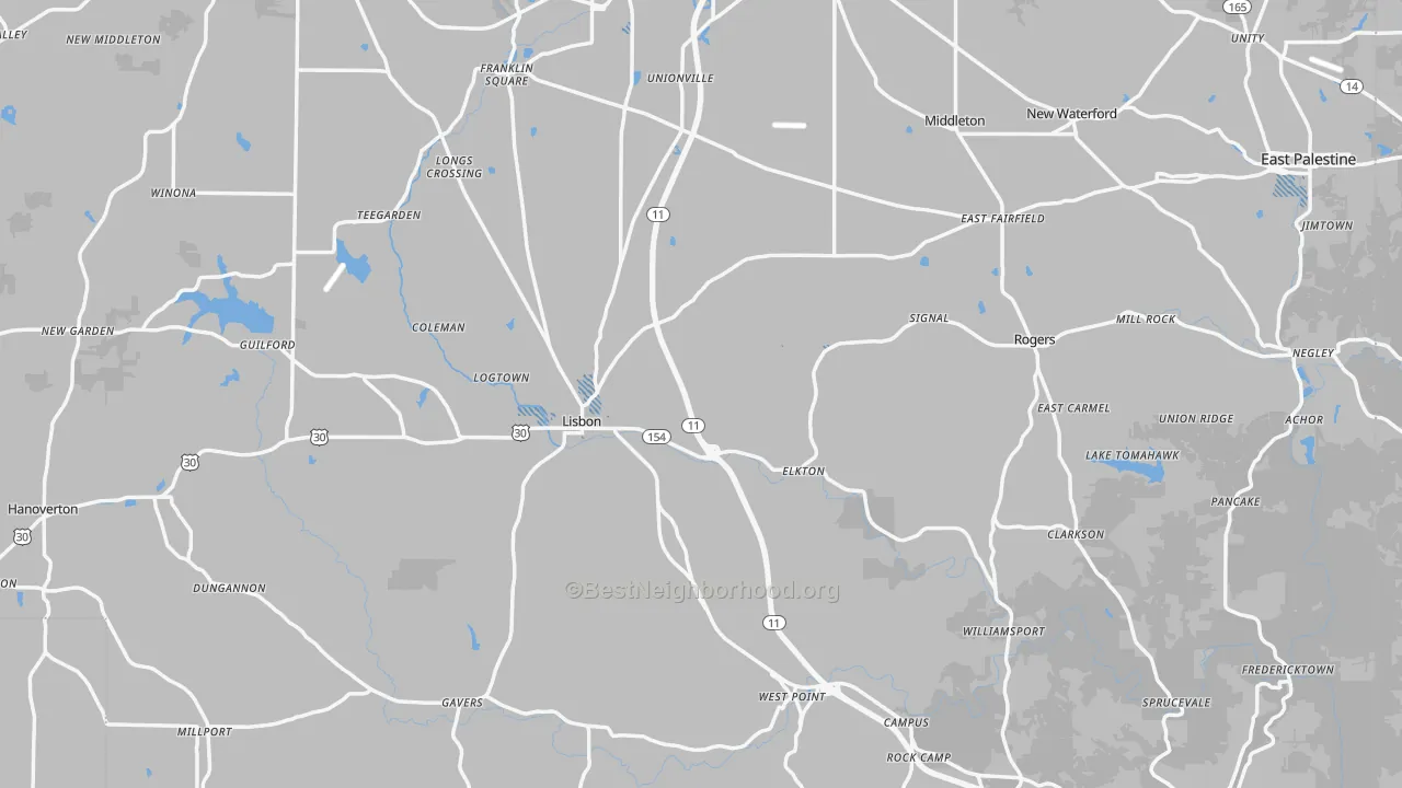 Transit Grade map of Columbiana County, OH