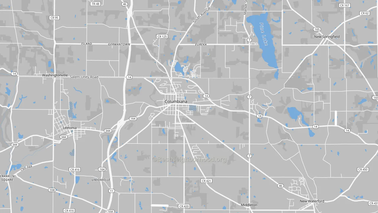 Transit Grade map of Columbiana, OH