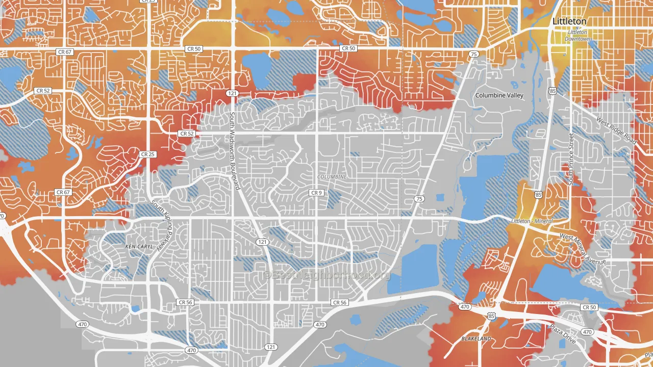 Transit Grade map of Columbine, CO