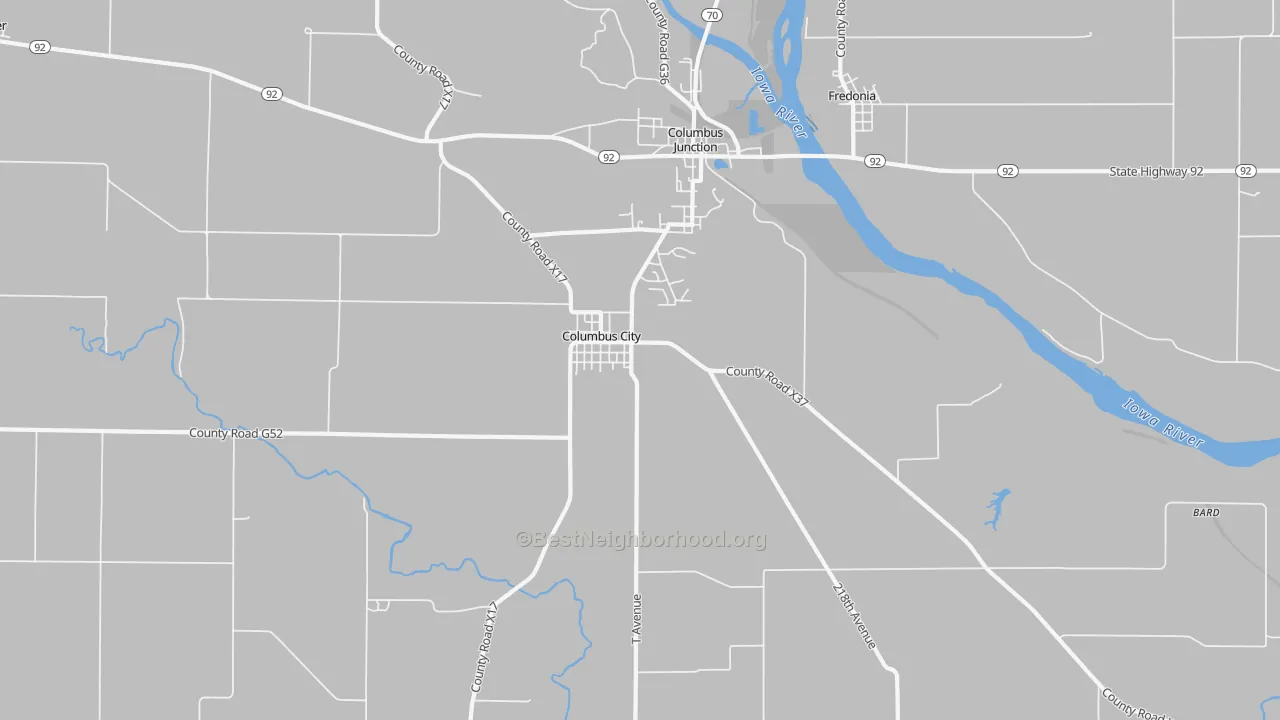 Transit Grade map of Columbus City, IA