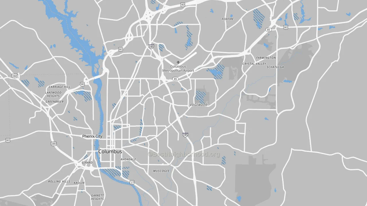 Transit Grade map of Columbus, GA