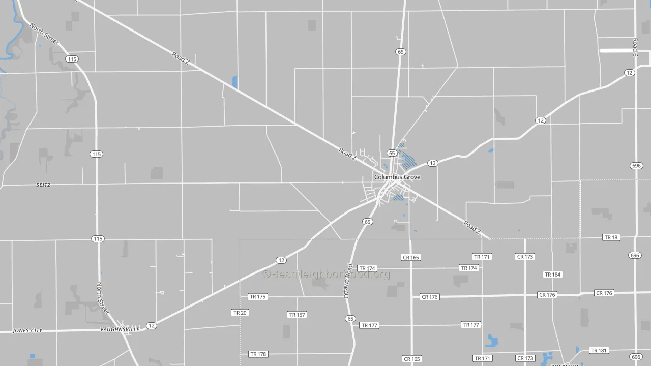 Transit Grade map of Columbus Grove, OH