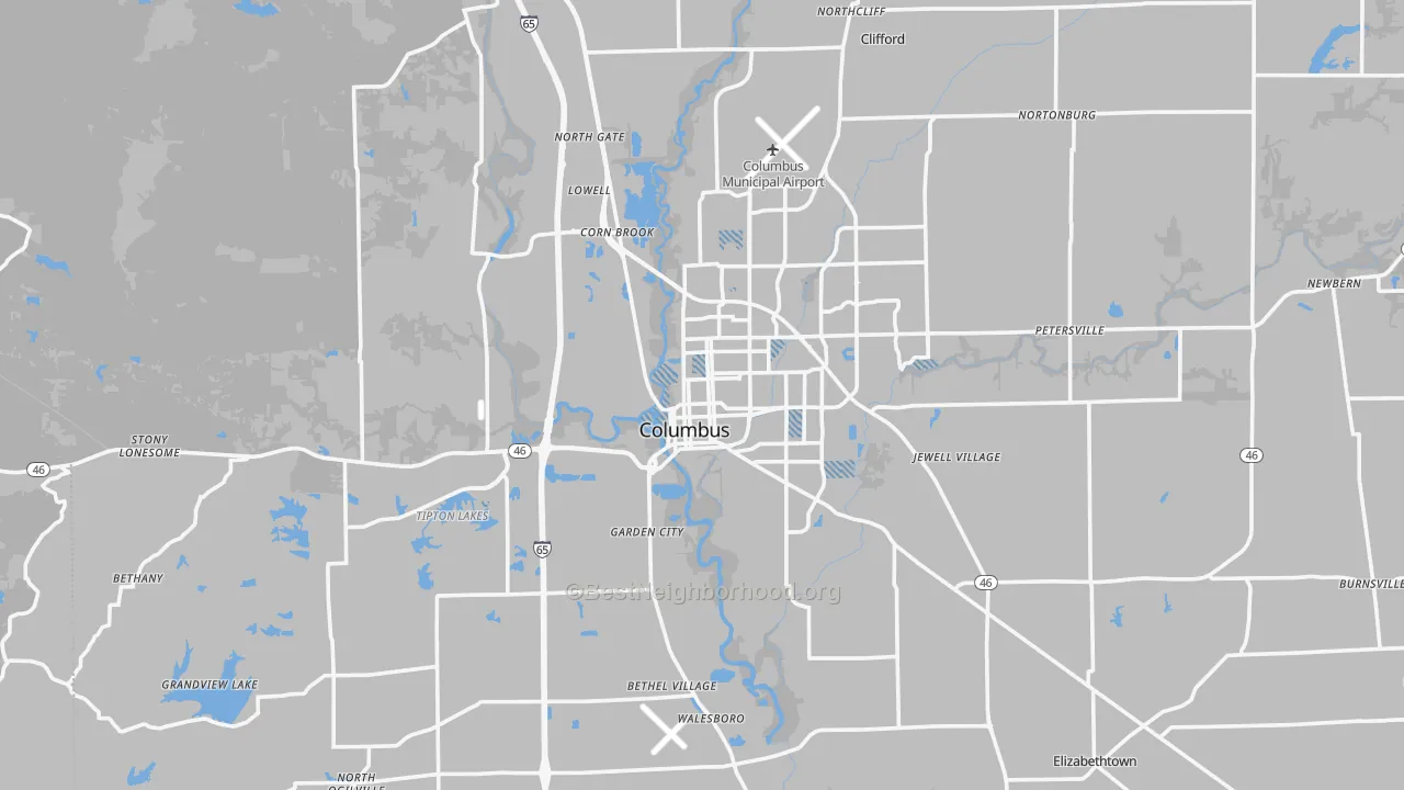Transit Grade map of Columbus, IN