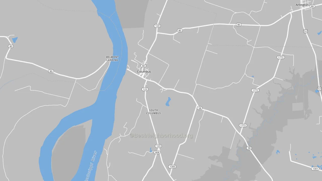 Transit Grade map of Columbus, KY