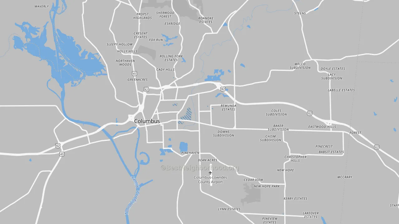 Transit Grade map of Columbus, MS