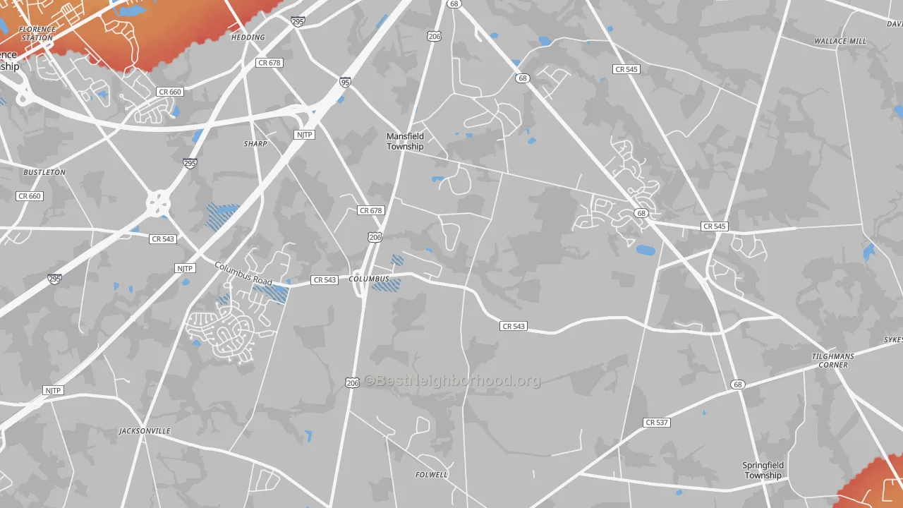 Transit Grade map of Columbus, NJ
