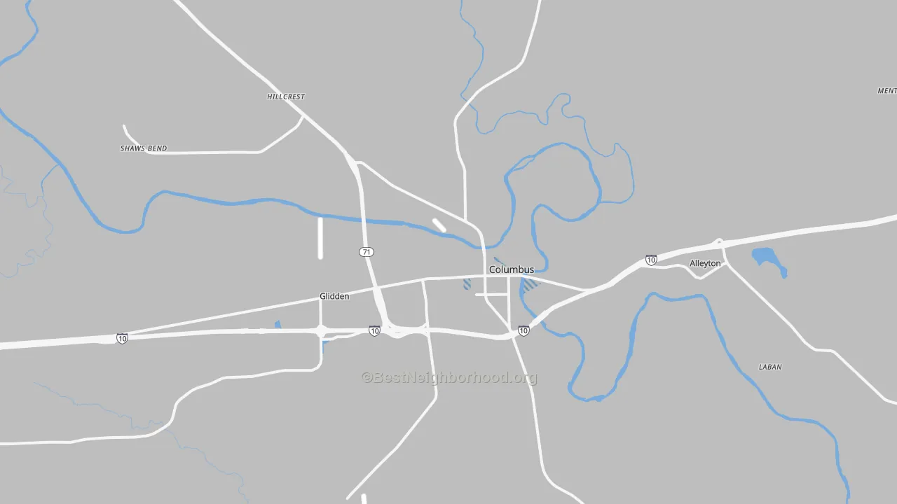 Transit Grade map of Columbus, TX