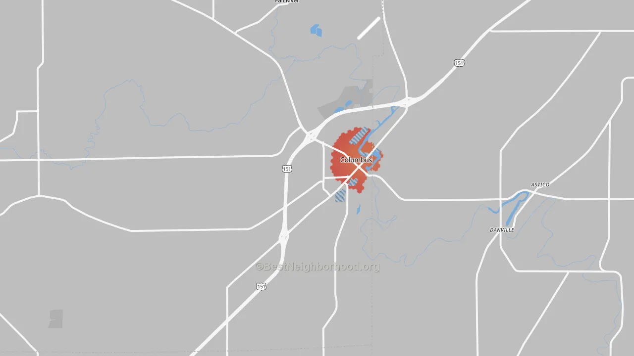Transit Grade map of Columbus, WI