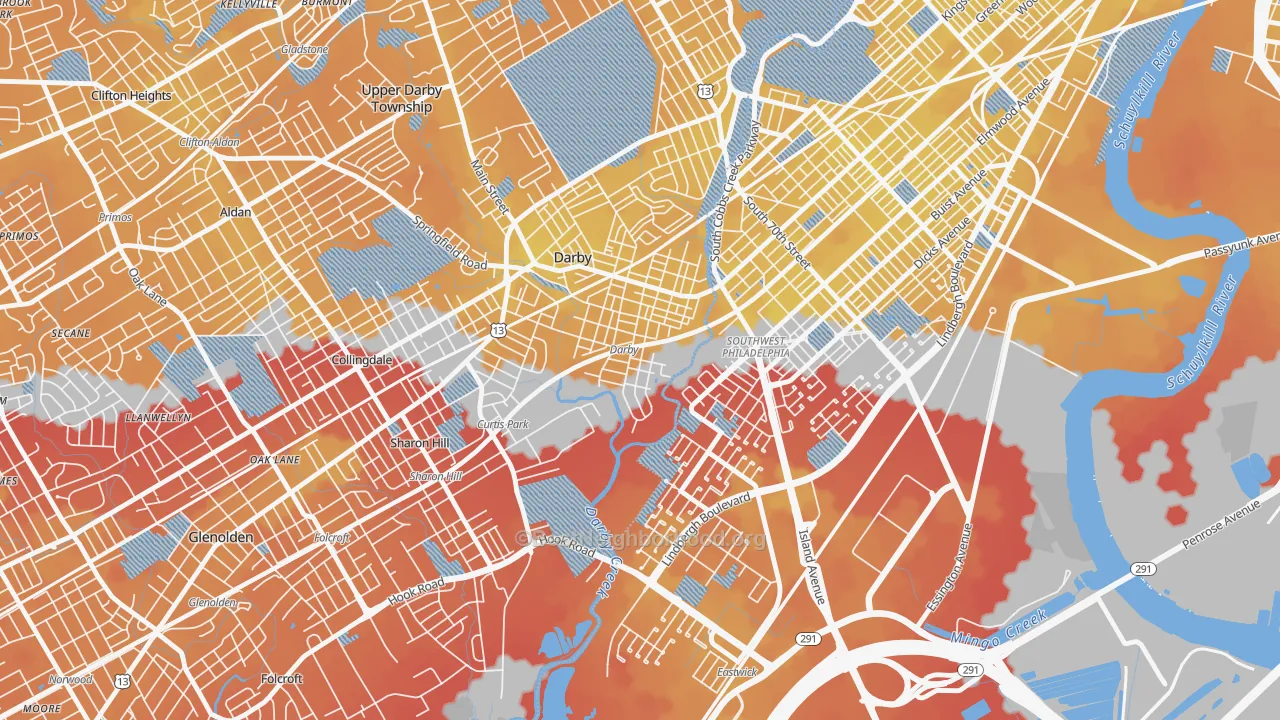 Transit Grade map of Colwyn, PA