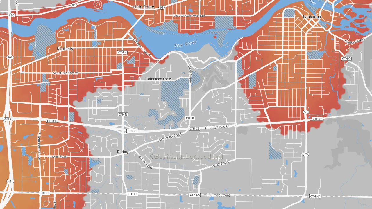 Transit Grade map of Combined Locks, WI