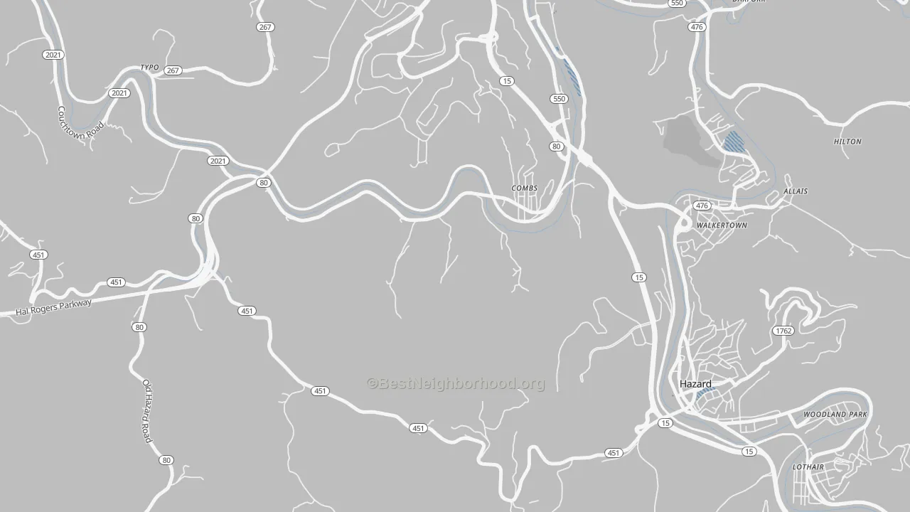 Transit Grade map of Combs, KY