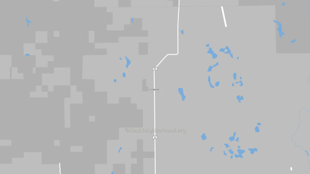 Transit Grade map of Comins, MI