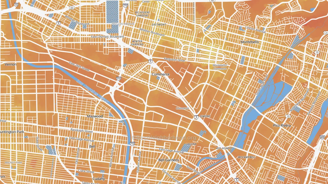 Transit Grade map of Commerce, CA