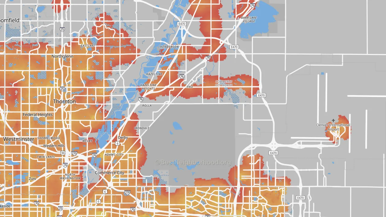 Transit Grade map of Commerce City, CO