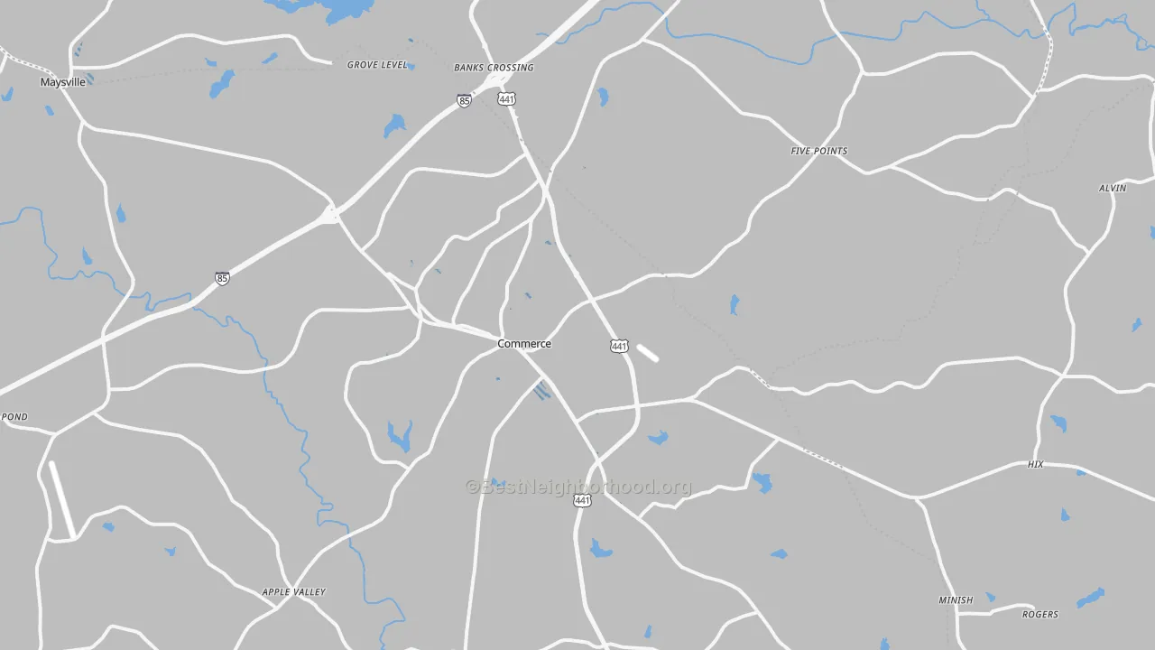 Transit Grade map of Commerce, GA