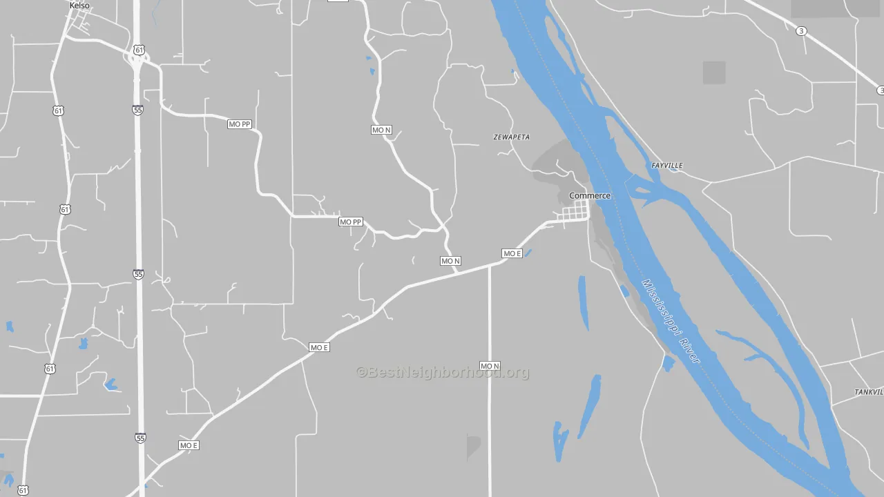Transit Grade map of Commerce, MO