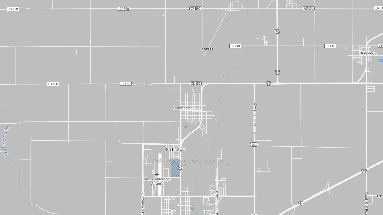Transit Grade map of Commerce, OK