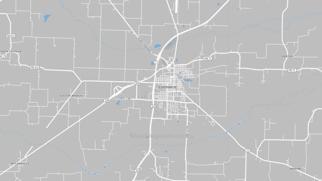 Transit Grade map of Commerce, TX