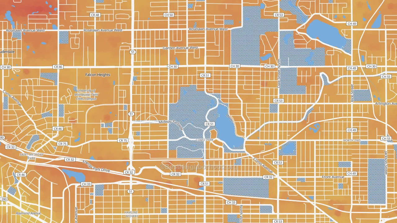 Transit Grade map of Como, St. Paul, MN