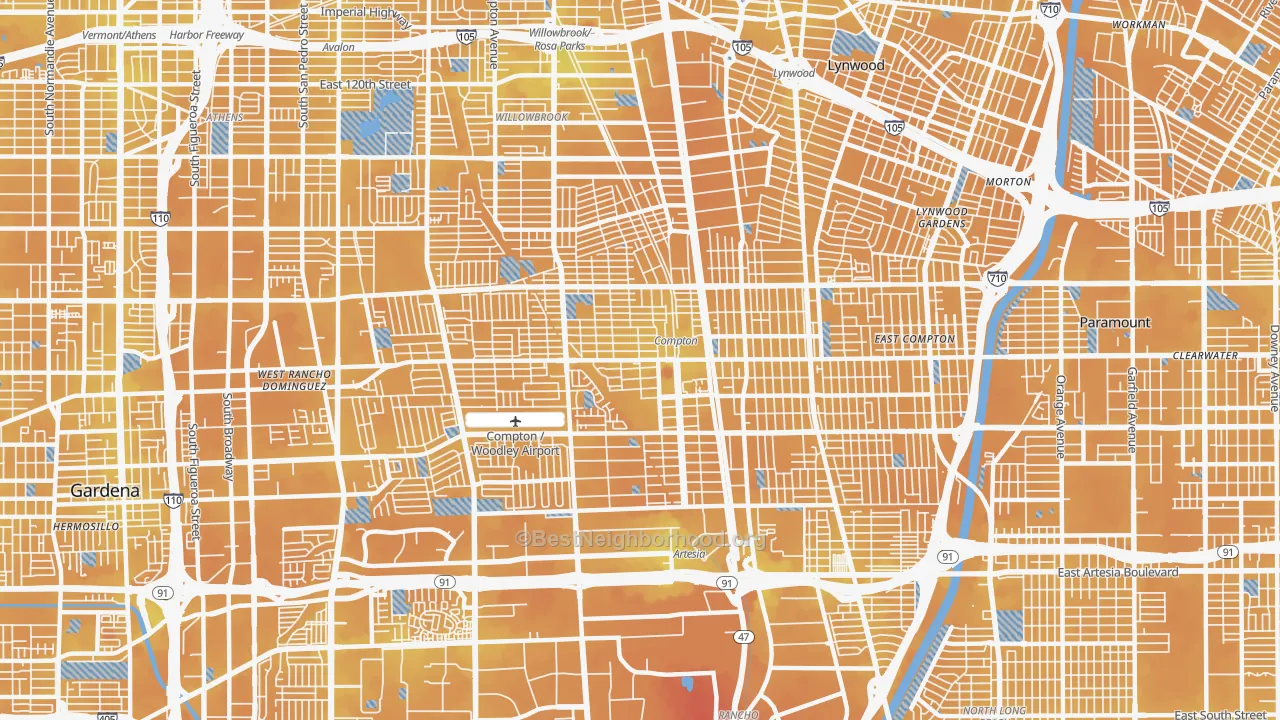 Transit Grade map of Compton, CA