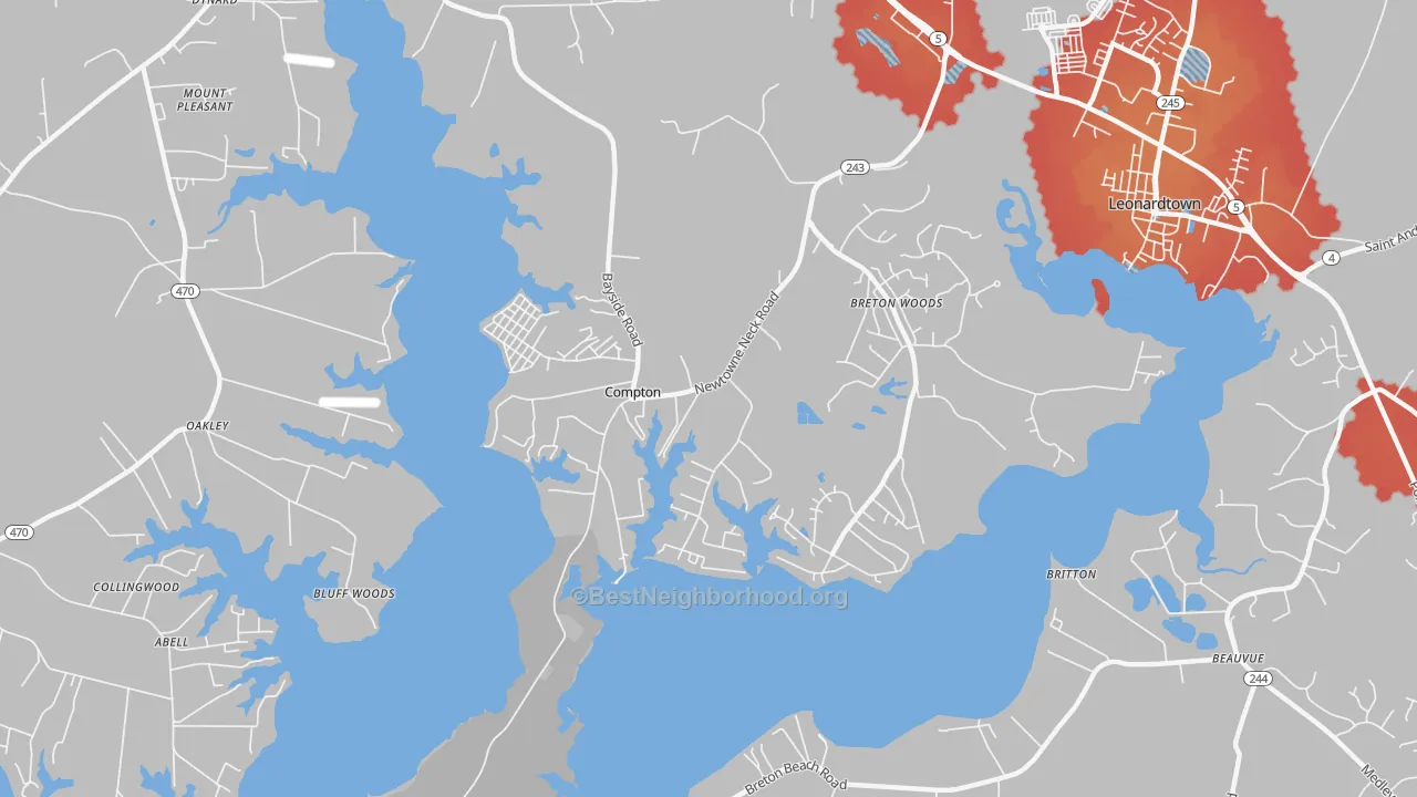 Transit Grade map of Compton, MD