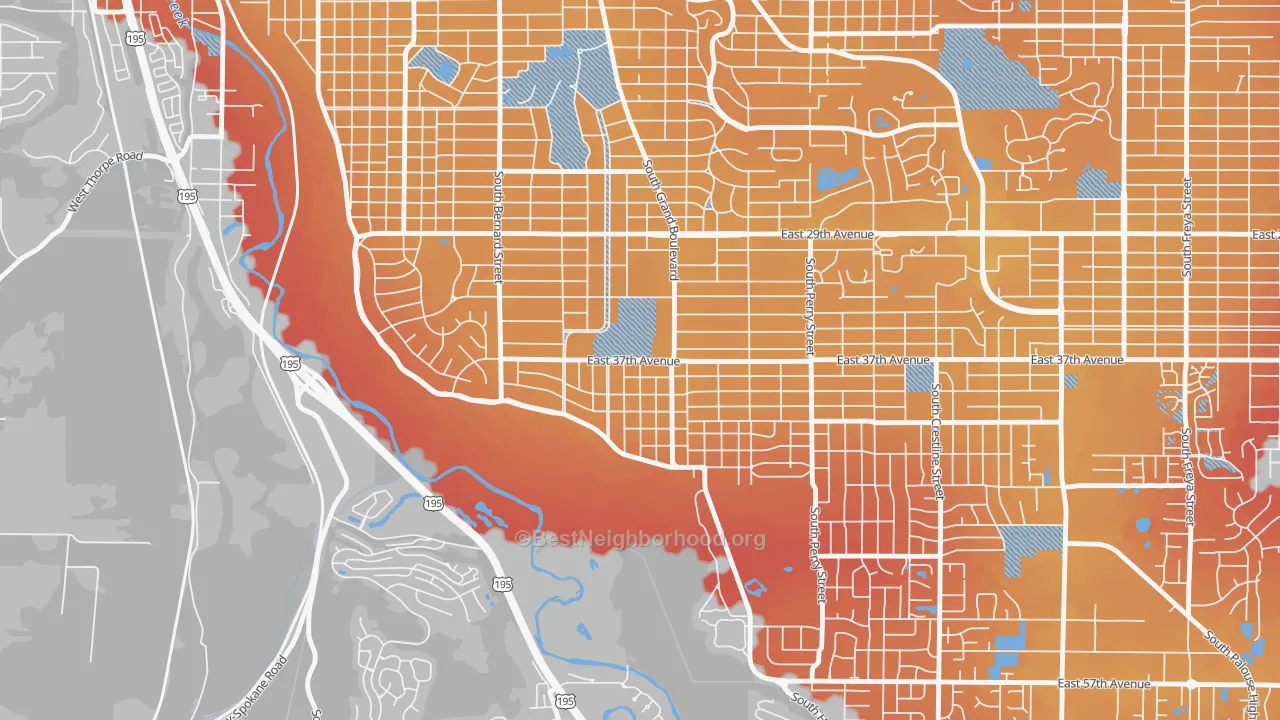 Transit Grade map of Comstock, Spokane, WA