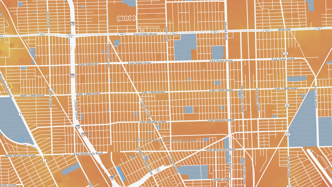Transit Grade map of Conant Gardens, Detroit, MI